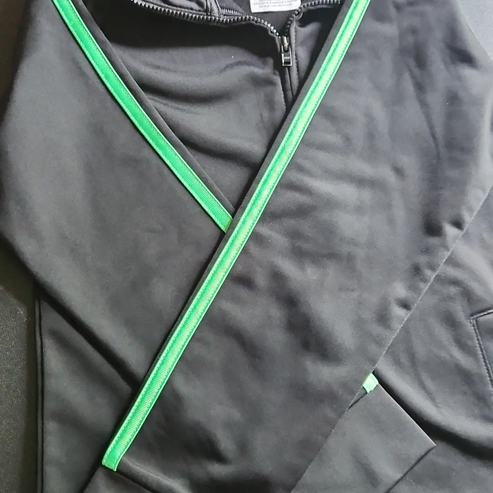 Adidas Black Tracksuit with Green Stripes - Picture 3 of 5